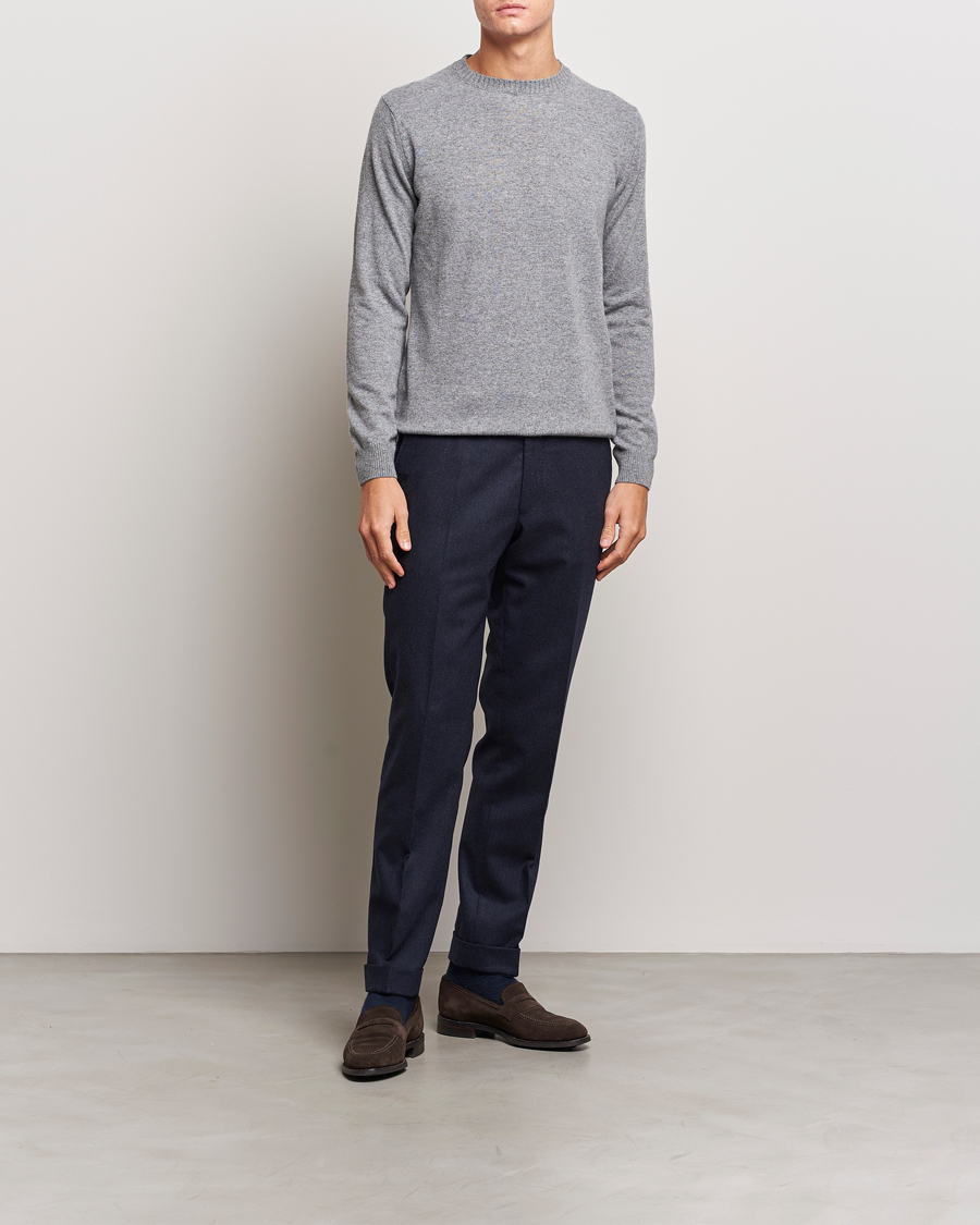 Herr | Tröjor | Oscar Jacobson | Valter Wool/Cashmere Round Neck Light Grey