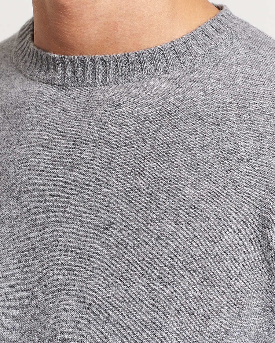Herr | Tröjor | Oscar Jacobson | Valter Wool/Cashmere Round Neck Light Grey