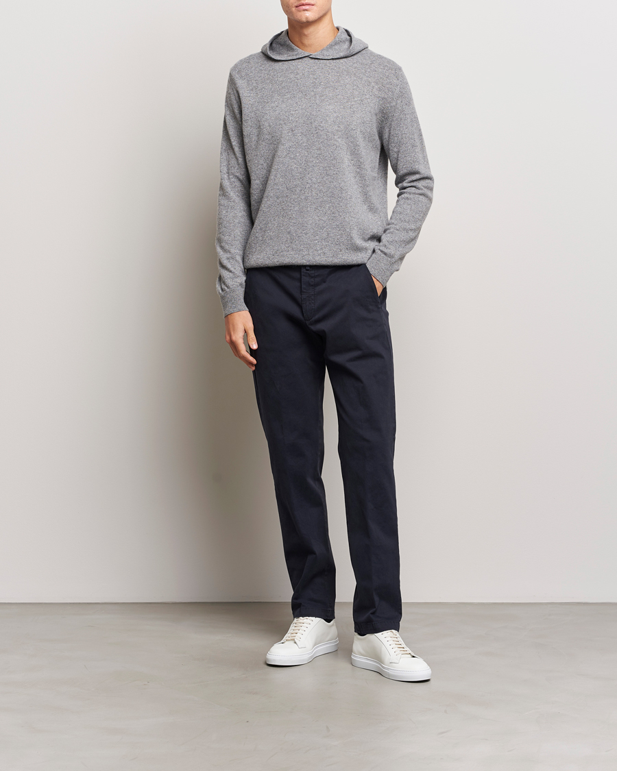 Herr | Tröjor | Oscar Jacobson | Pascal Wool/Cashmere Hoodie Light Grey