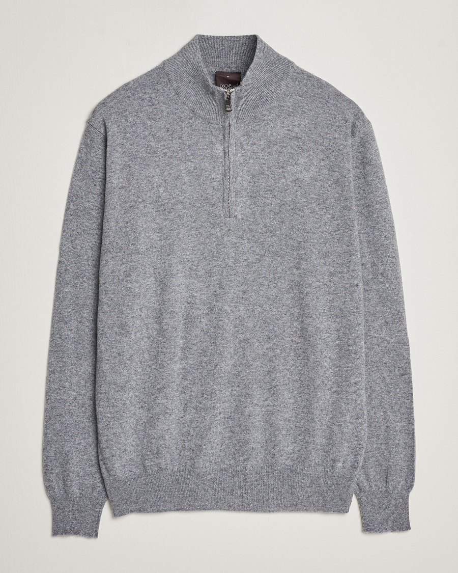 Herr | Tröjor | Oscar Jacobson | Patton Wool/Cashmere Half Zip Grey Melange