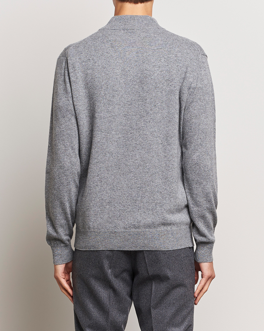 Herr | Tröjor | Oscar Jacobson | Patton Wool/Cashmere Half Zip Grey Melange