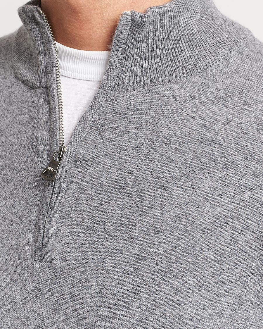 Herr | Tröjor | Oscar Jacobson | Patton Wool/Cashmere Half Zip Grey Melange