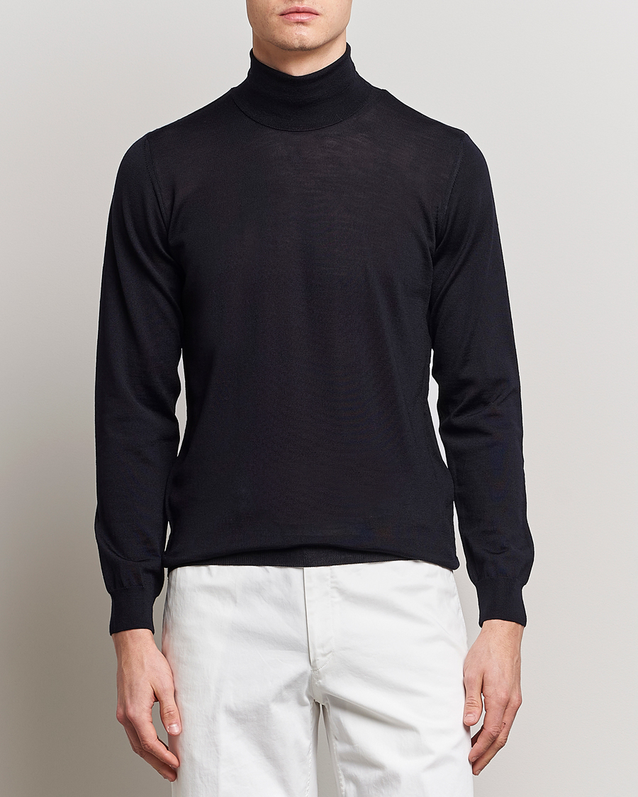 Herr | Tröjor | Oscar Jacobson | Cole Extra Fine Merino Rollneck Navy