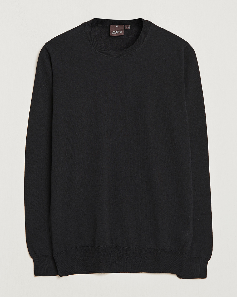 Herr | Tröjor | Oscar Jacobson | Custer Extra Fine Merino Crew Neck Black