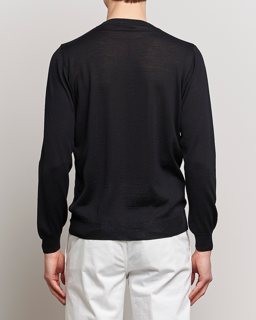 Herr | Tröjor | Oscar Jacobson | Custer Extra Fine Merino Crew Neck Black