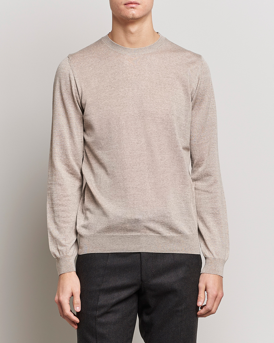 Herr |  | Oscar Jacobson | Custer Extra Fine Merino Crew Neck Beige