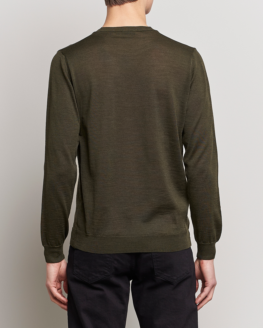 Herr | Tröjor | Oscar Jacobson | Custer Extra Fine Merino Crew Neck Green