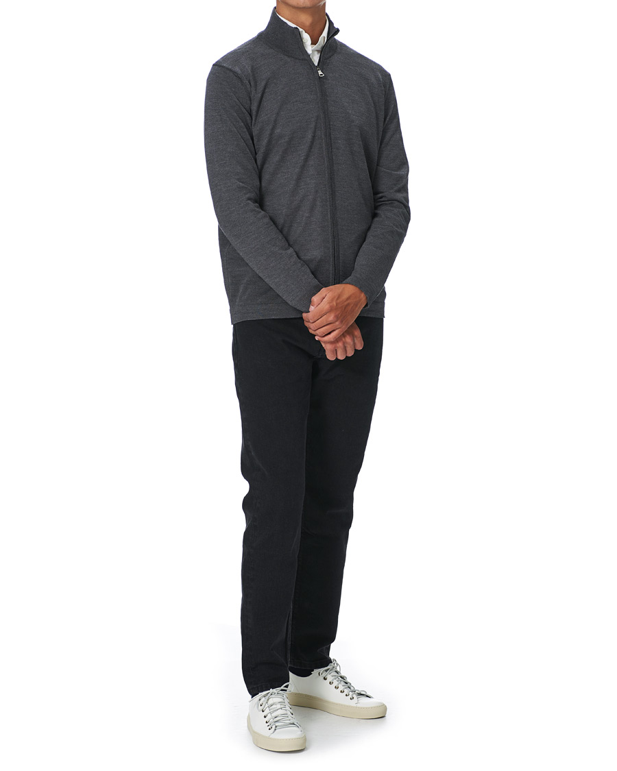 Herr | Tröjor | Oscar Jacobson | Ariel Extra Fine Merino Full Zip Grey