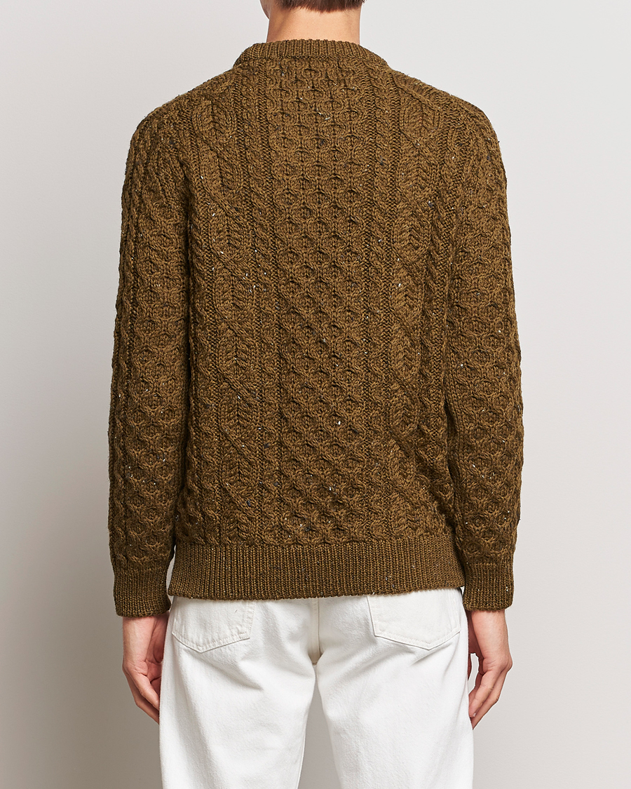 Herr | Tröjor | Peregrine | Hudson Wool Aran Knitted Jumper Khaki