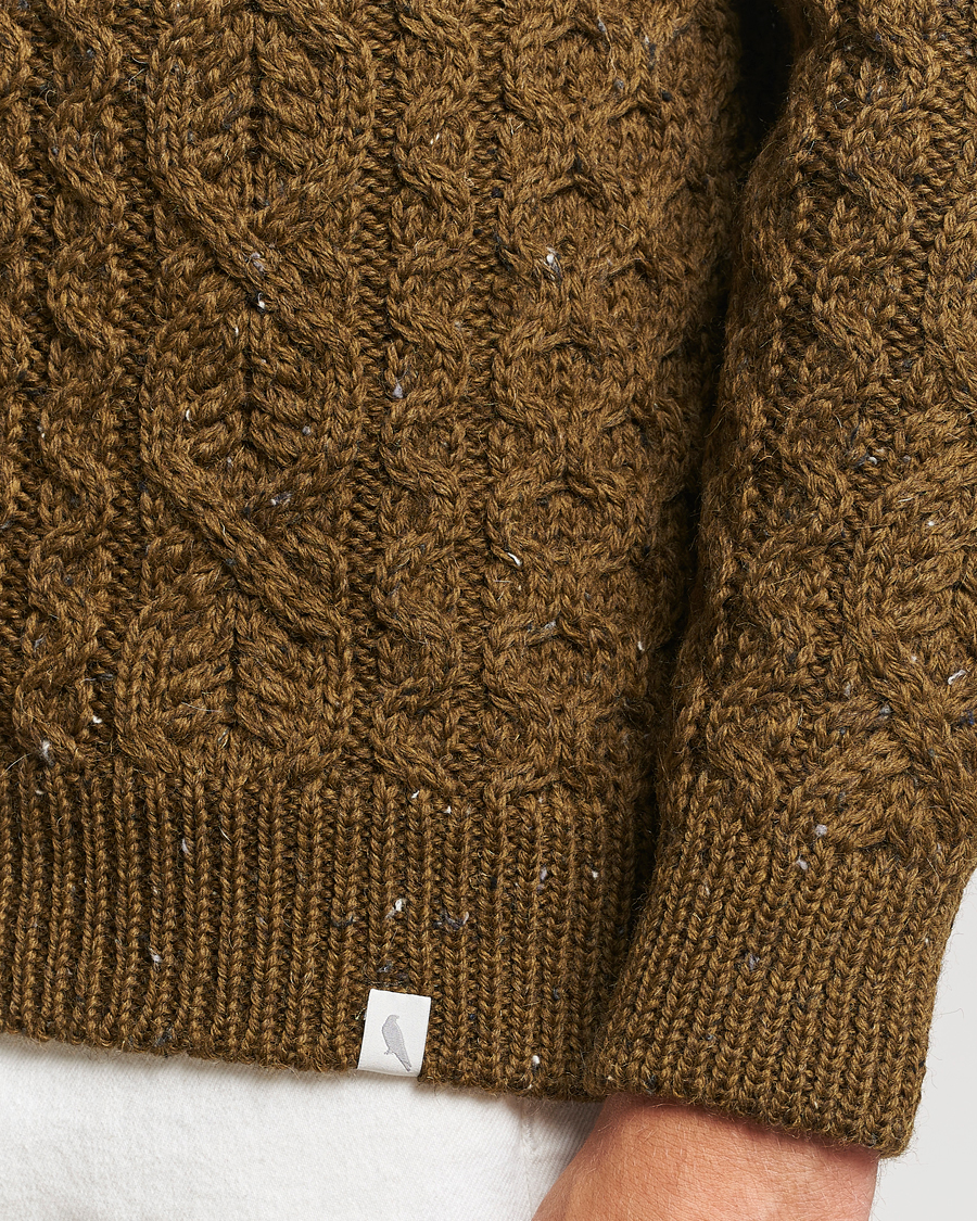 Herr | Tröjor | Peregrine | Hudson Wool Aran Knitted Jumper Khaki