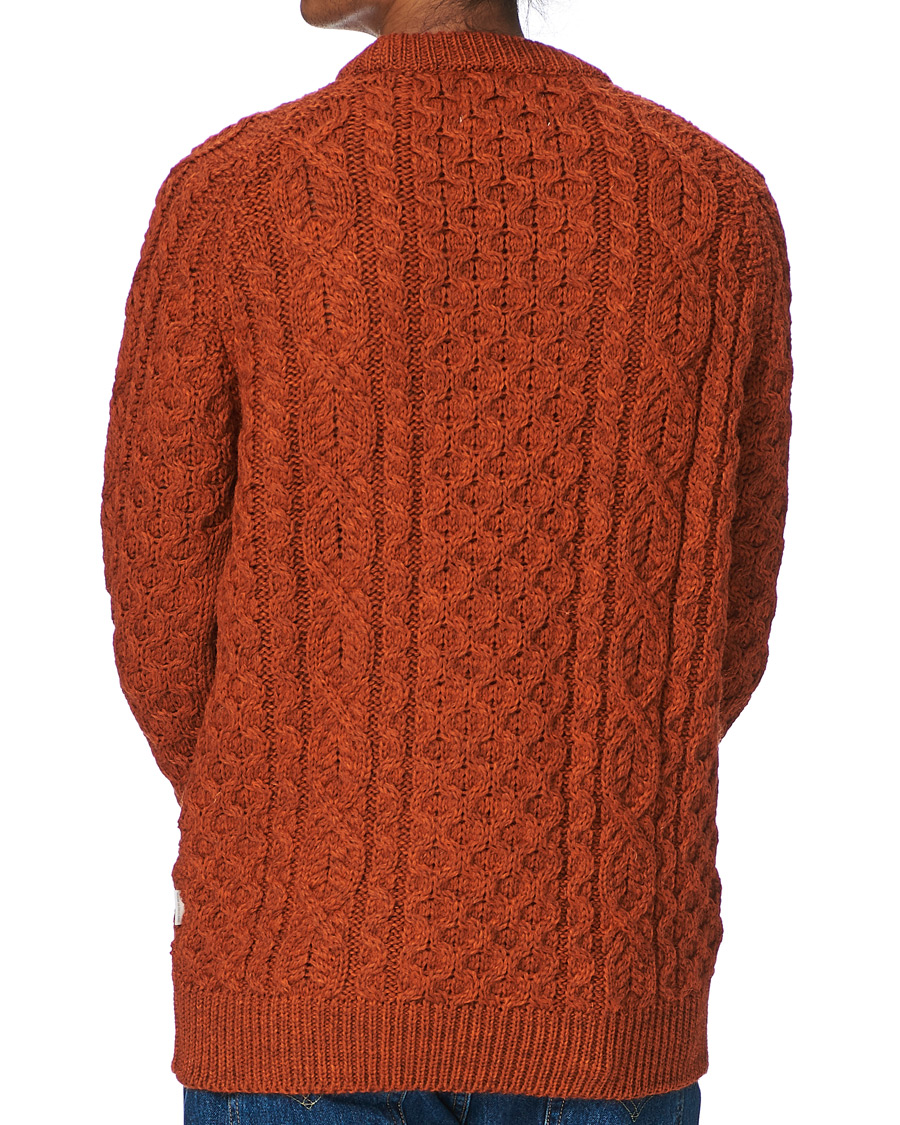 Herr | Tröjor | Peregrine | Hudson Wool Aran Knitted Jumper Orange