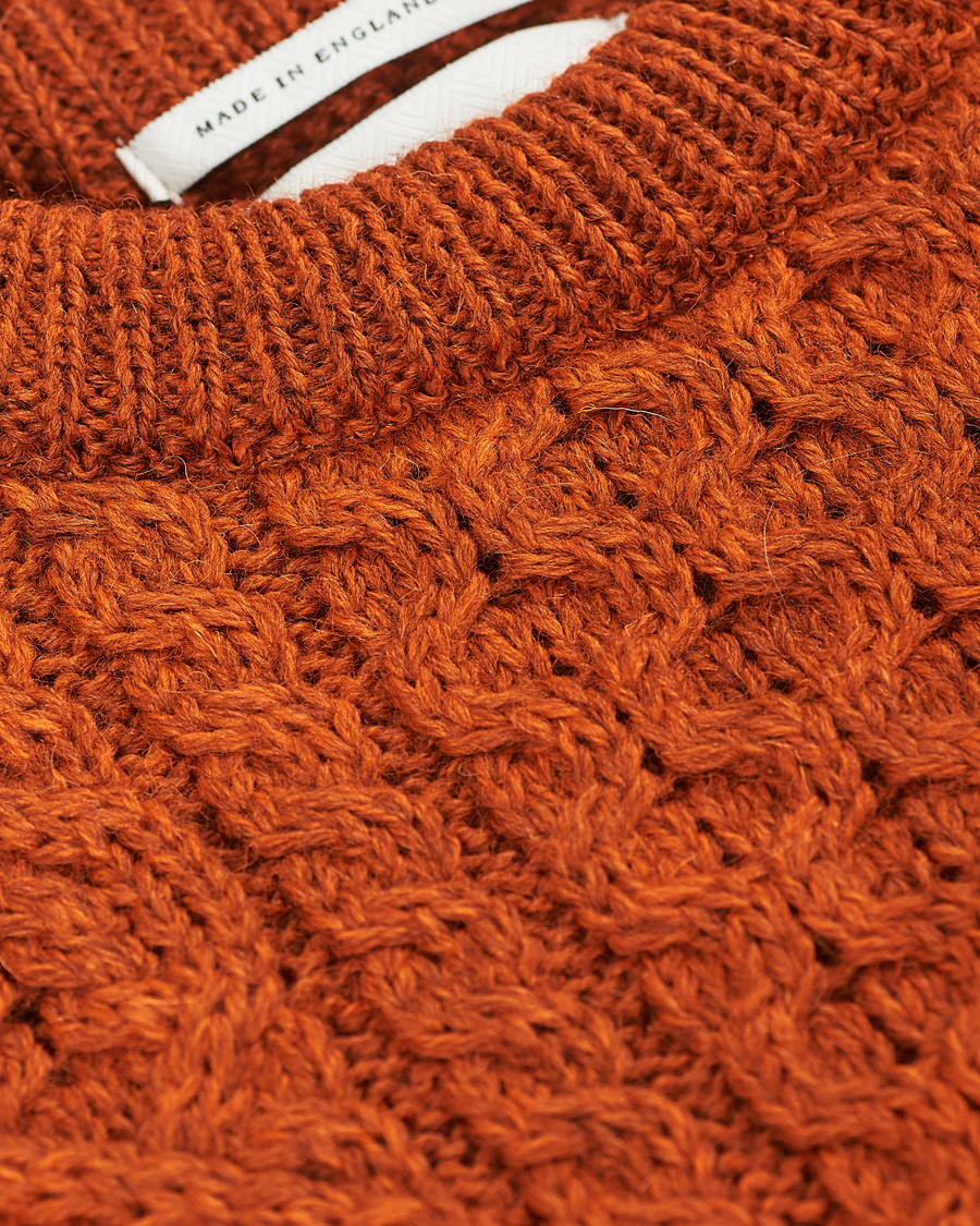 Herr | Tröjor | Peregrine | Hudson Wool Aran Knitted Jumper Orange