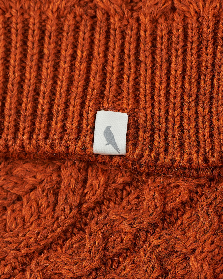Herr | Tröjor | Peregrine | Hudson Wool Aran Knitted Jumper Orange