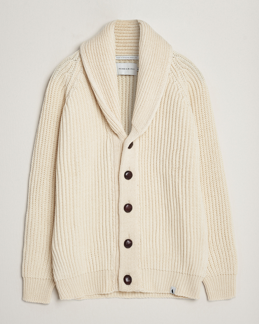 Herr | Tröjor | Peregrine | Wilkinson Ribbed Wool Cardigan Ecru