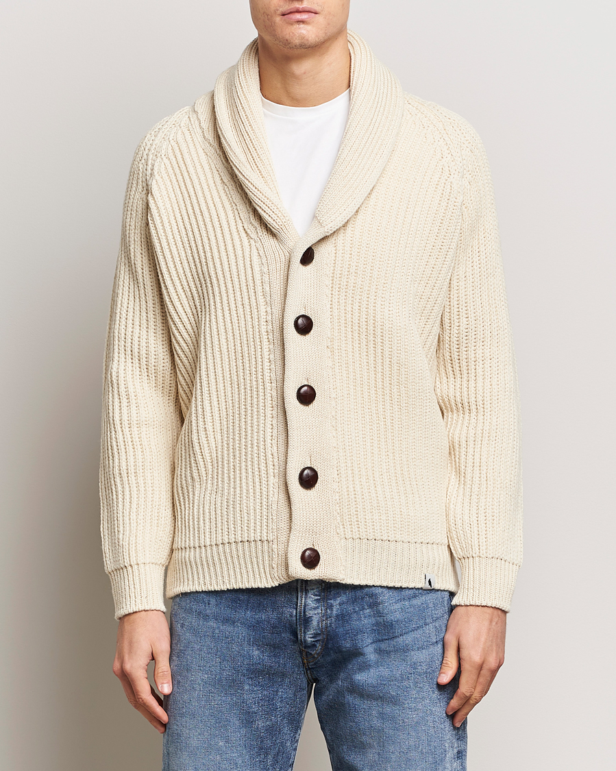 Herr | Tröjor | Peregrine | Wilkinson Ribbed Wool Cardigan Ecru