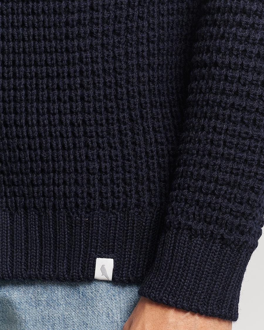 Herr | Tröjor | Peregrine | Waffle Wool Shawl Cardigan Navy