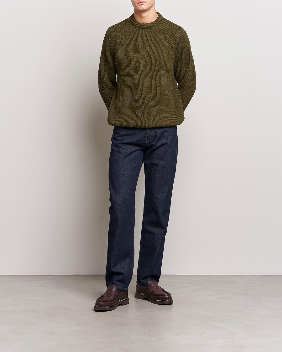 Herr | Tröjor | Peregrine | Ford Knitted Wool Jumper Olive