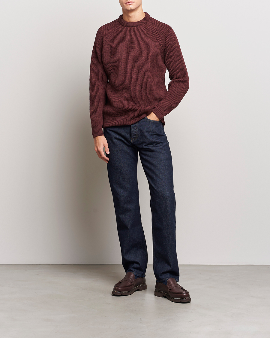 Herr | Tröjor | Peregrine | Ford Knitted Wool Jumper Shiraz