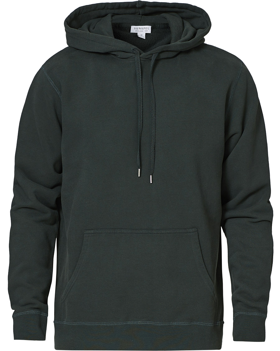 Herr | Tröjor | Sunspel | Loopback Hoodie Forest Green