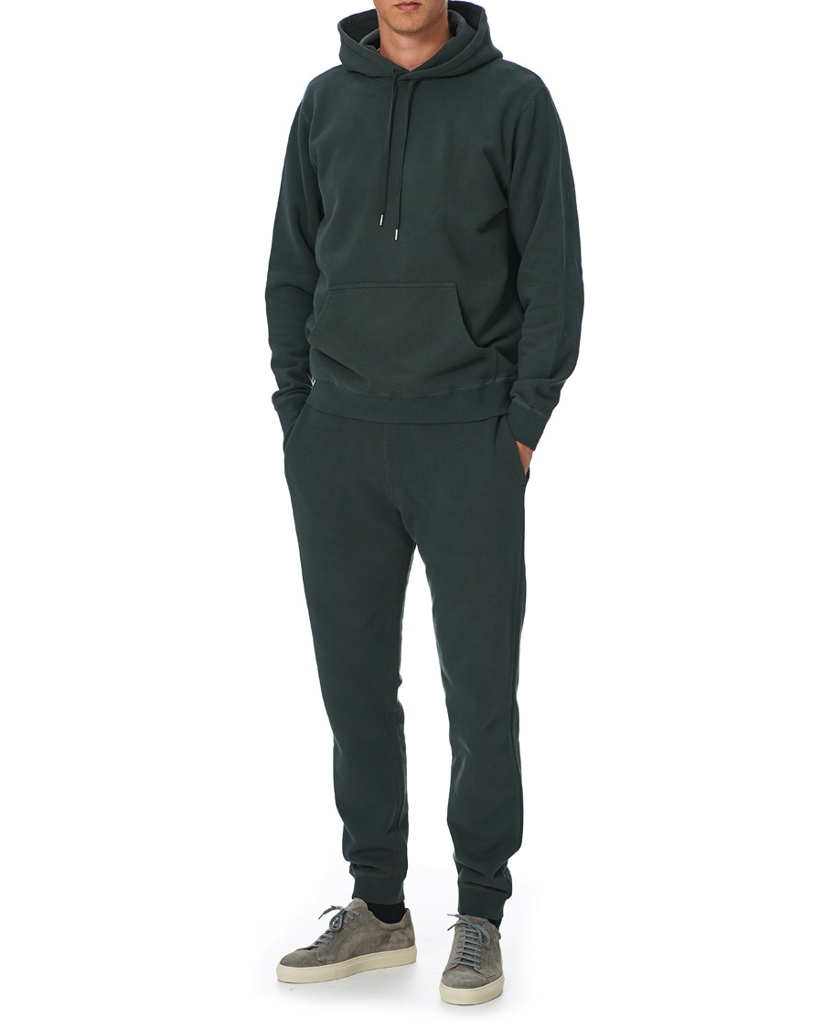 Herr | Tröjor | Sunspel | Loopback Hoodie Forest Green