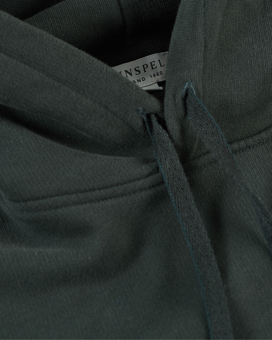 Herr | Tröjor | Sunspel | Loopback Hoodie Forest Green