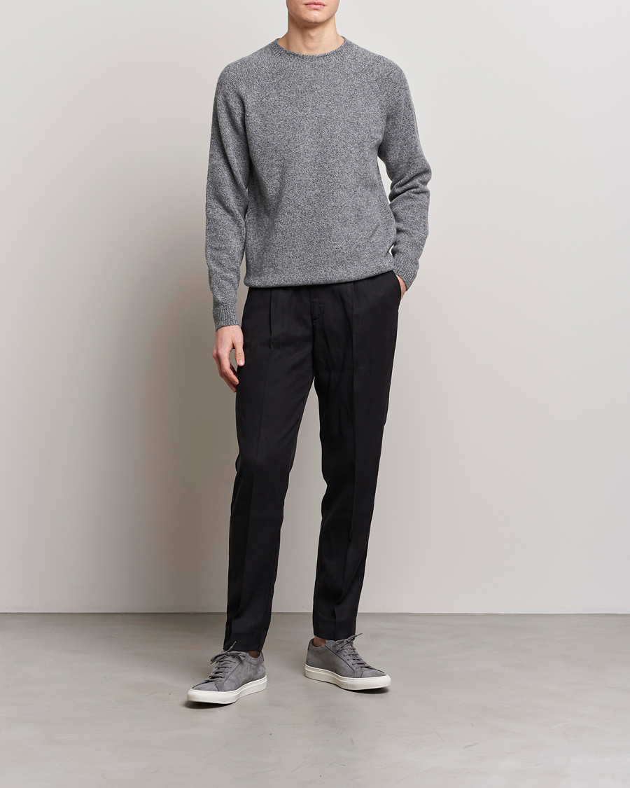 Herr | Tröjor | Sunspel | Lambswool Crew Neck Grey Melange