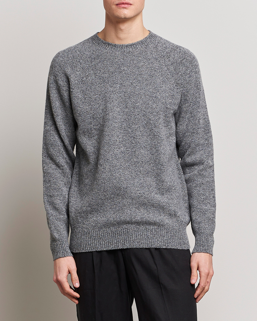 Herr | Rea kläder | Sunspel | Lambswool Crew Neck Grey Melange