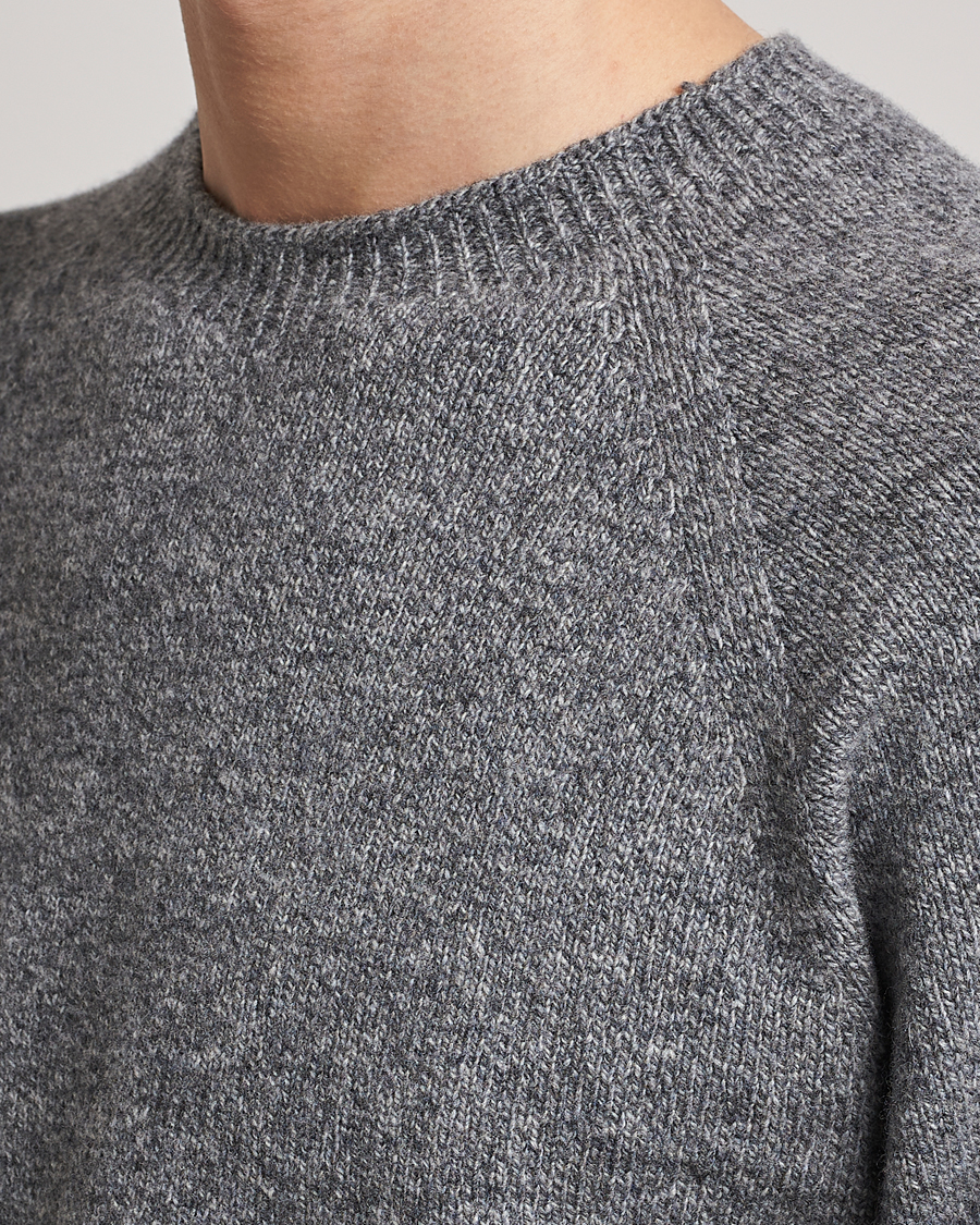 Herr | Tröjor | Sunspel | Lambswool Crew Neck Grey Melange