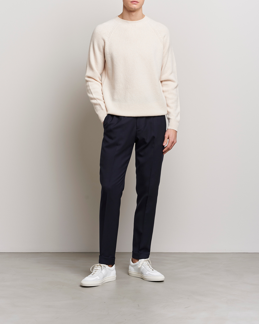 Herr | Tröjor | Sunspel | Lambswool Crew Neck Ecru