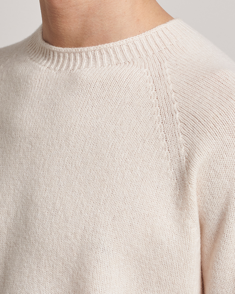 Herr | Tröjor | Sunspel | Lambswool Crew Neck Ecru