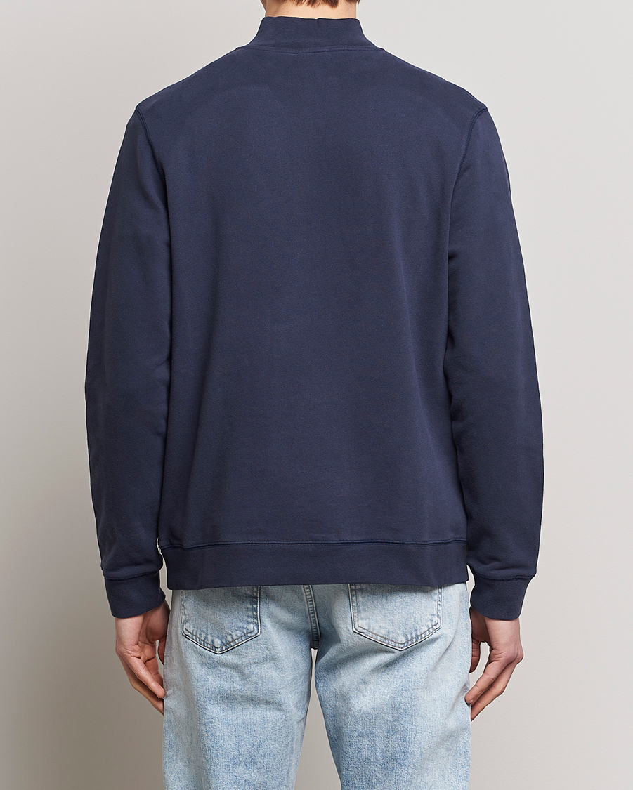 Herr | Tröjor | Sunspel | Loopback Half Zip Sweatshirt Navy