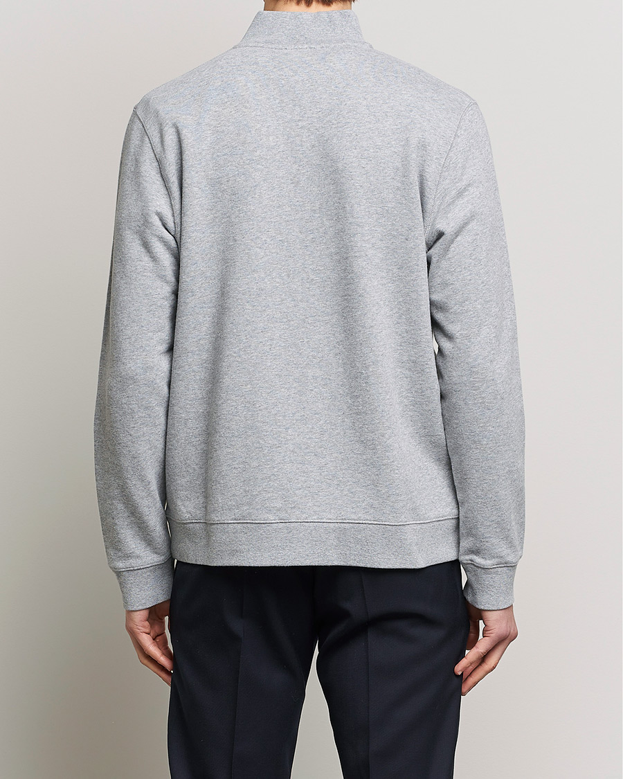 Herr | Tröjor | Sunspel | Loopback Half Zip Sweatshirt Grey Melange