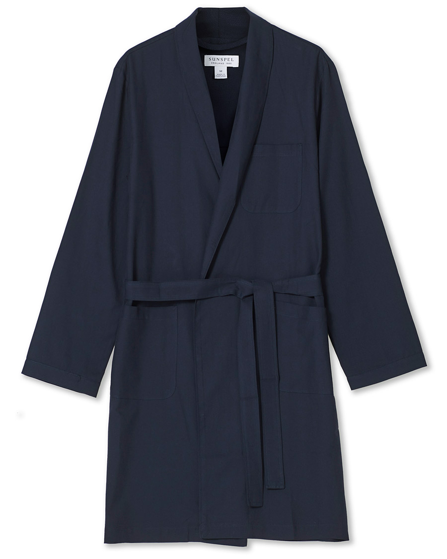 Herr | Pyjamas & Morgonrockar | Sunspel | Cotton Robe Navy