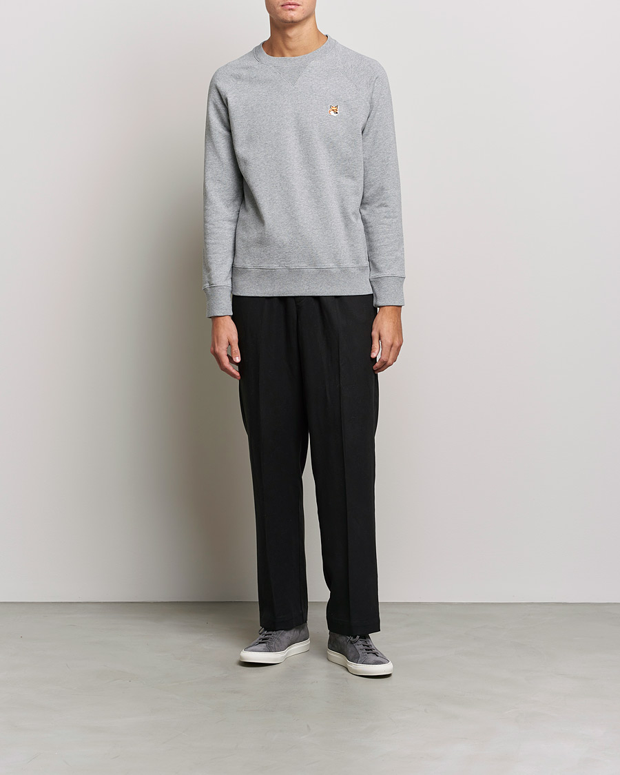 Herr | Tröjor | Maison Kitsuné | Fox Head Sweatshirt Grey Melange