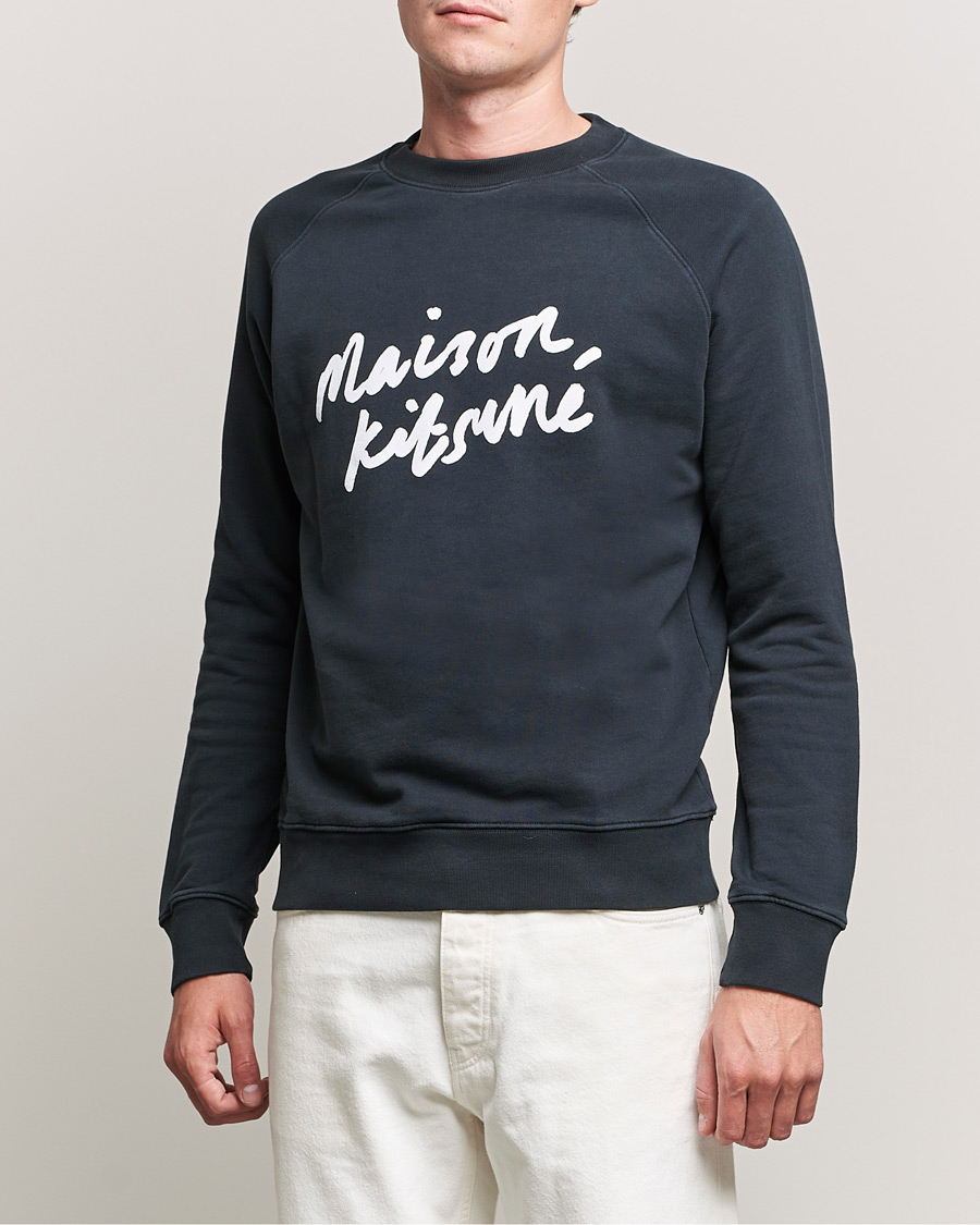 Herr | Grå Sweatshirts | Maison Kitsuné | Handwriting Sweatshirt Anthracite