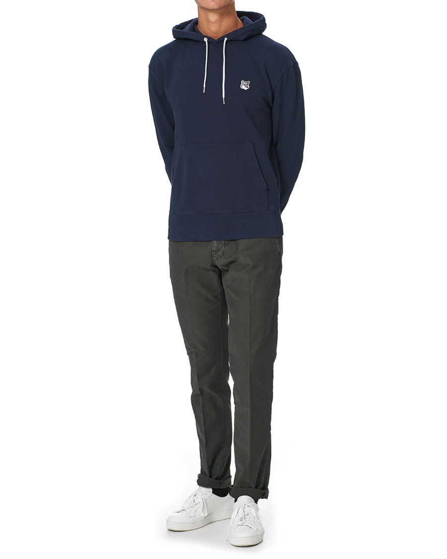Herr | Tröjor | Maison Kitsuné | Grey Fox Head Hoodie Navy