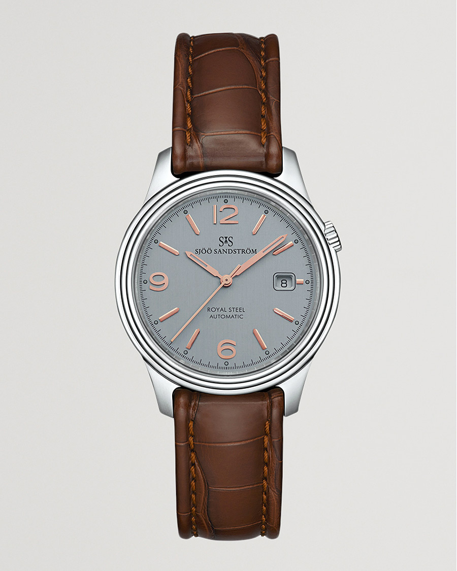 Herr | Sjöö Sandström Royal Steel Classic 41mm Grey and Brown Alligator | Sjöö Sandström | Royal Steel Classic 41mm Grey and Brown Alligator