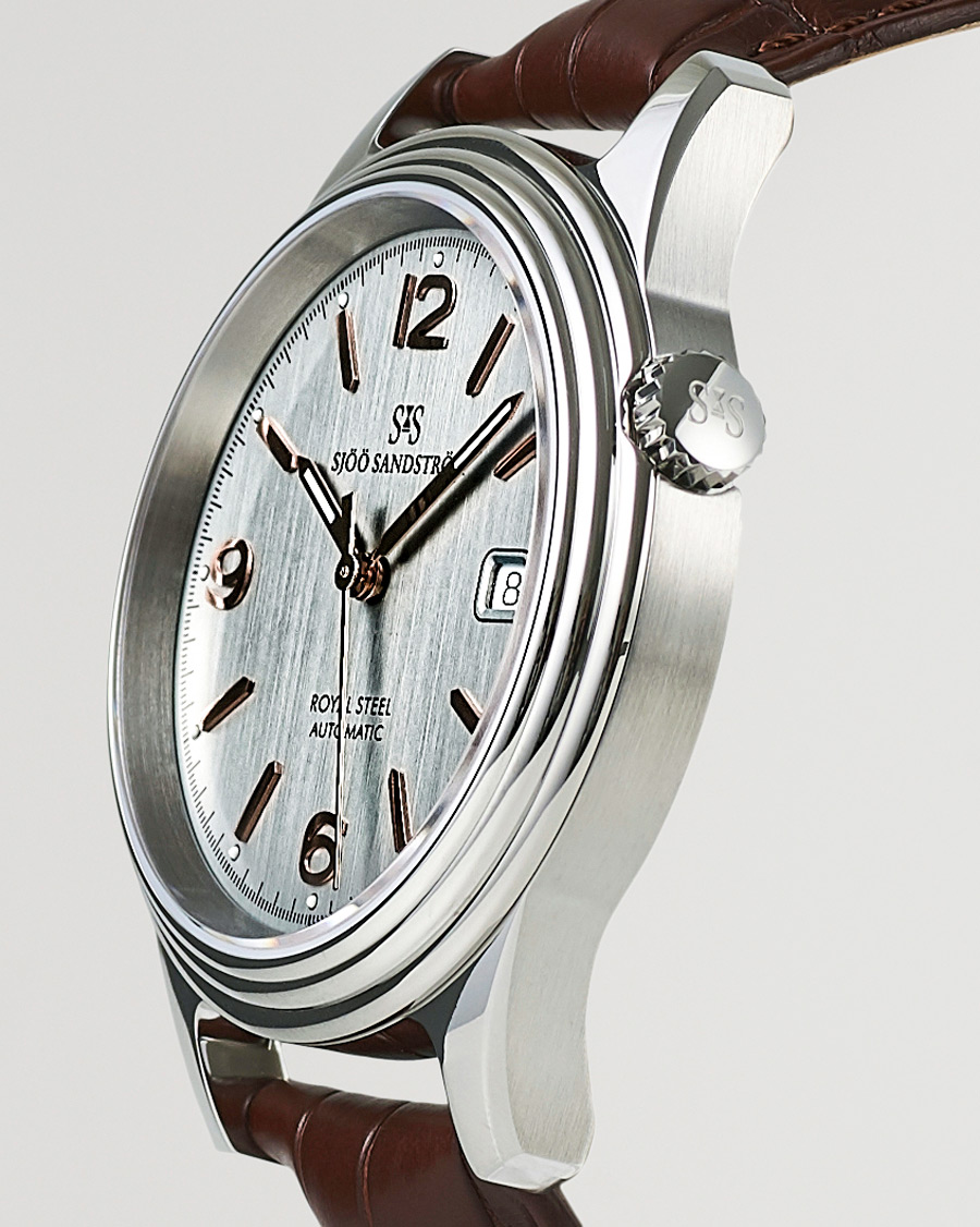 Herr | Sjöö Sandström Royal Steel Classic 41mm Grey and Brown Alligator | Sjöö Sandström | Royal Steel Classic 41mm Grey and Brown Alligator