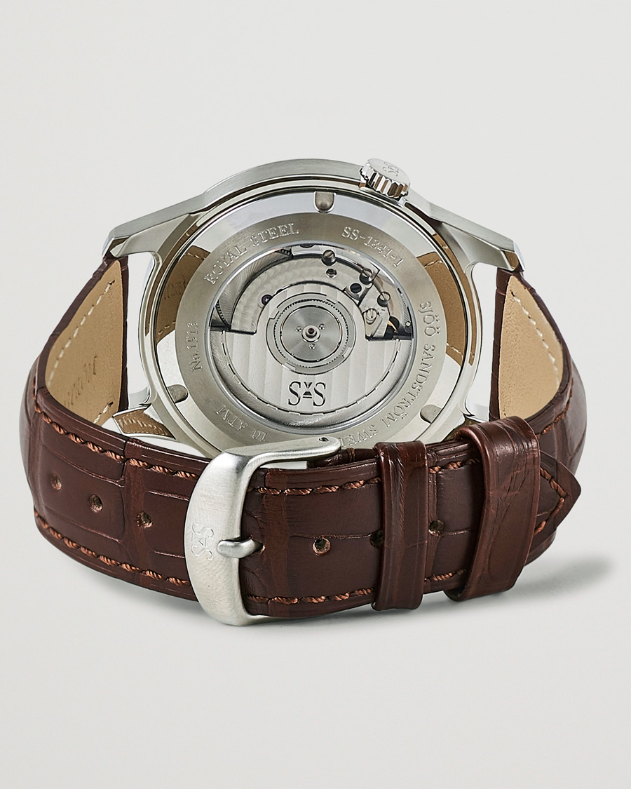 Herr | Sjöö Sandström Royal Steel Classic 41mm Grey and Brown Alligator | Sjöö Sandström | Royal Steel Classic 41mm Grey and Brown Alligator