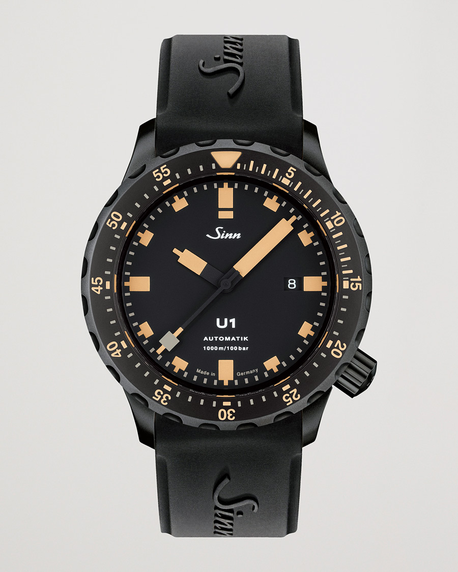 Herr | Sinn U1 Black Hard Coating Diving Watch 44mm Black/Ivory | Sinn | U1 Black Hard Coating Diving Watch 44mm Black/Ivory
