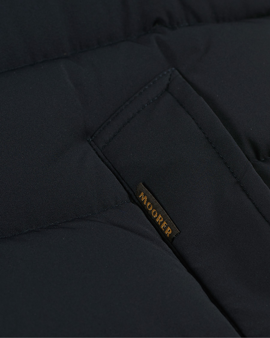 Herr | Jackor | MooRER | Double Breasted Stretch Nylon Hood Coat Navy