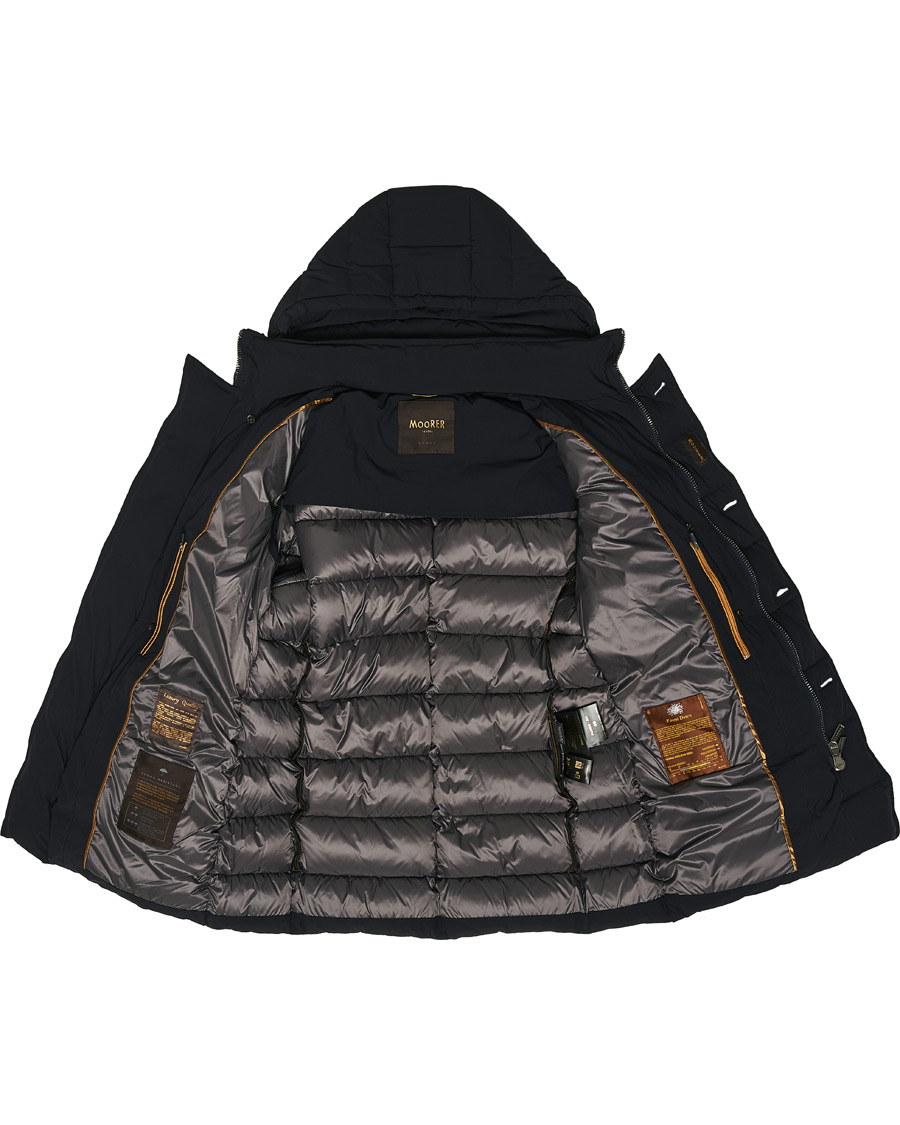 Herr | Jackor | MooRER | Double Breasted Stretch Nylon Hood Coat Navy
