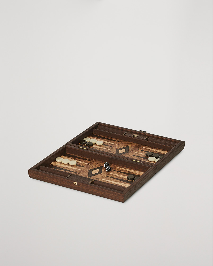 Herr | Spel & fritid | Manopoulos | Walnut Burl Small Backgammon With Side Racks