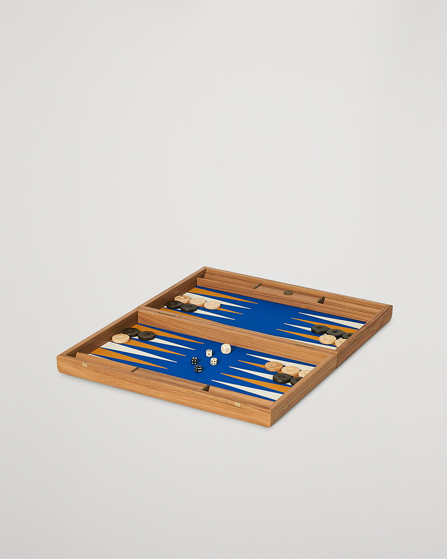 Herr | Spel & fritid | Manopoulos | Walnut Royal Blue Large Backgammon