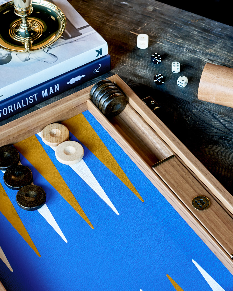 Herr | Spel & fritid | Manopoulos | Walnut Royal Blue Large Backgammon