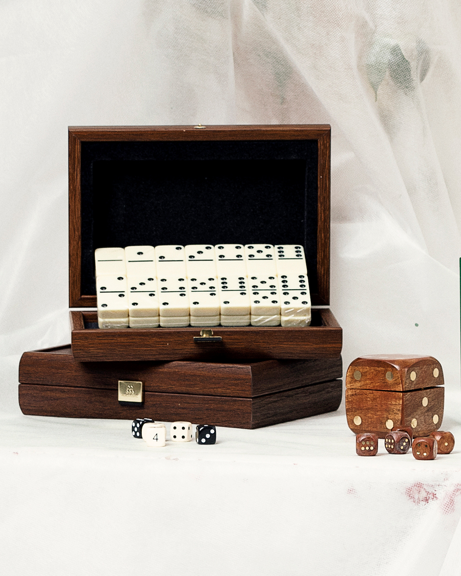 Herr | Spel & fritid | Manopoulos | Wooden Domino Case Dark Brown