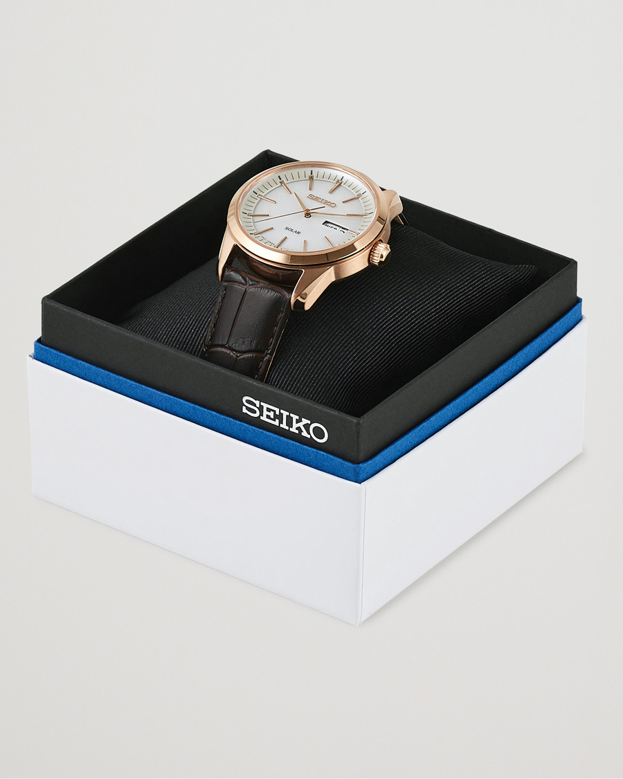 Herr | Seiko Solar Sapphire 40mm Rose Gold Steel White Dial | Seiko | Solar Sapphire 40mm Rose Gold Steel White Dial