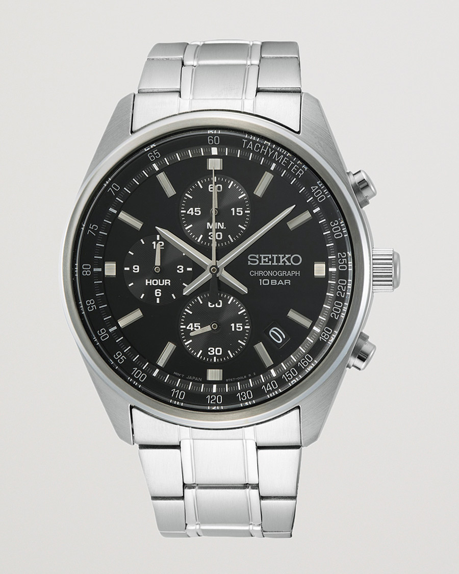 Herr | Seiko Chronograph 42mm Steel Black Dial | Seiko | Chronograph 42mm Steel Black Dial