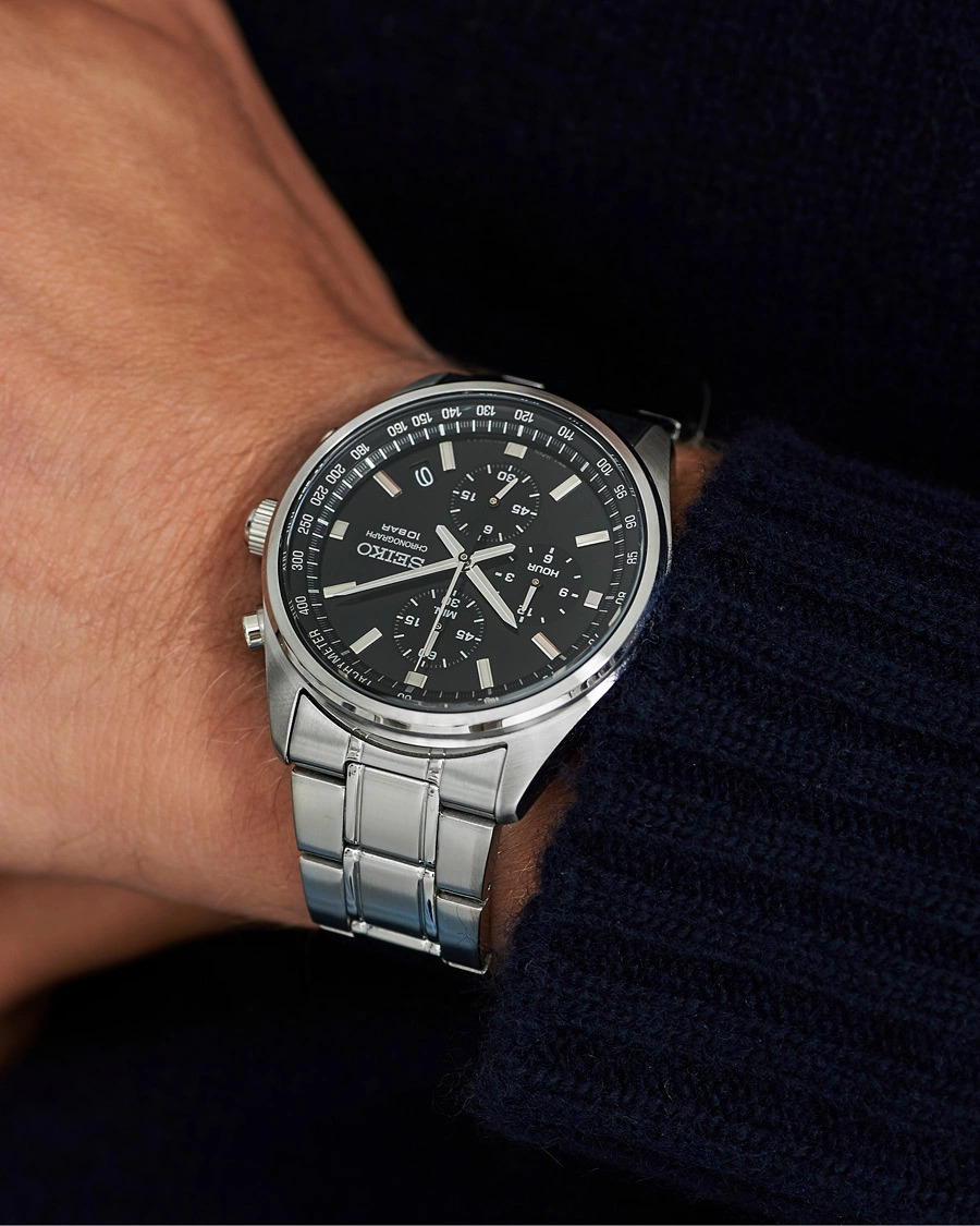 Herr | Seiko Chronograph 42mm Steel Black Dial | Seiko | Chronograph 42mm Steel Black Dial