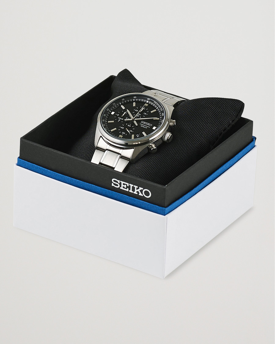 Herr | Seiko Chronograph 42mm Steel Black Dial | Seiko | Chronograph 42mm Steel Black Dial